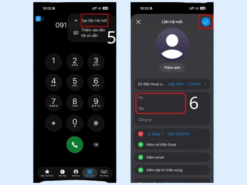 Cách lưu số điện thoại trên iPhone