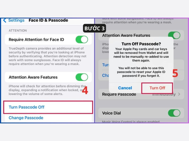 Các bước tắt mật khẩu màn hình khóa iPhone