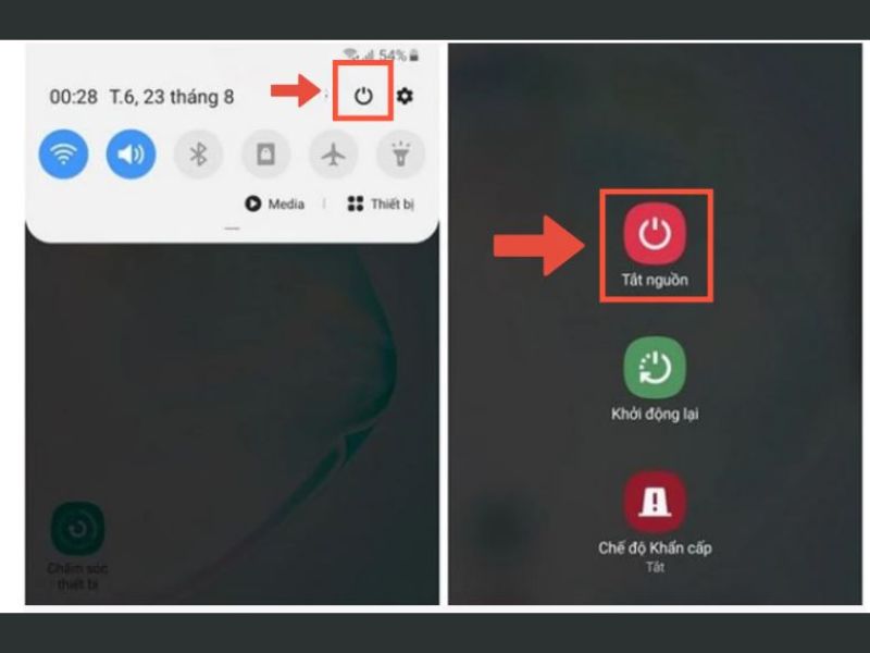Tắt nguồn điện thoại vivo trong phần cài đặt nhanh