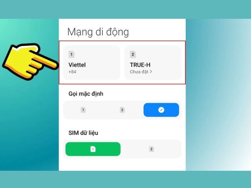 Chọn mạng sim cần tắt VoLTE trên Redmi