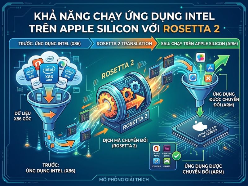 Khả năng chạy ứng dụng Intel trên Apple Silicon với Rosetta 2