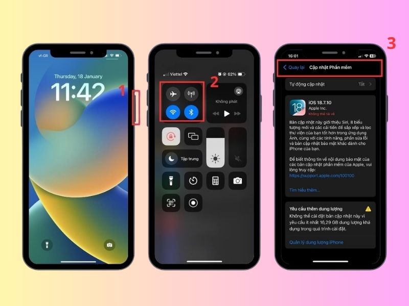 Khởi động lại thiết bị và nâng cấp phiên bản iOS
