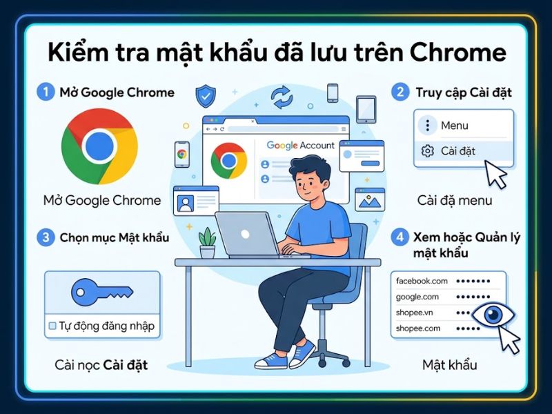 Kiểm tra mật khẩu đã lưu trên Chrome