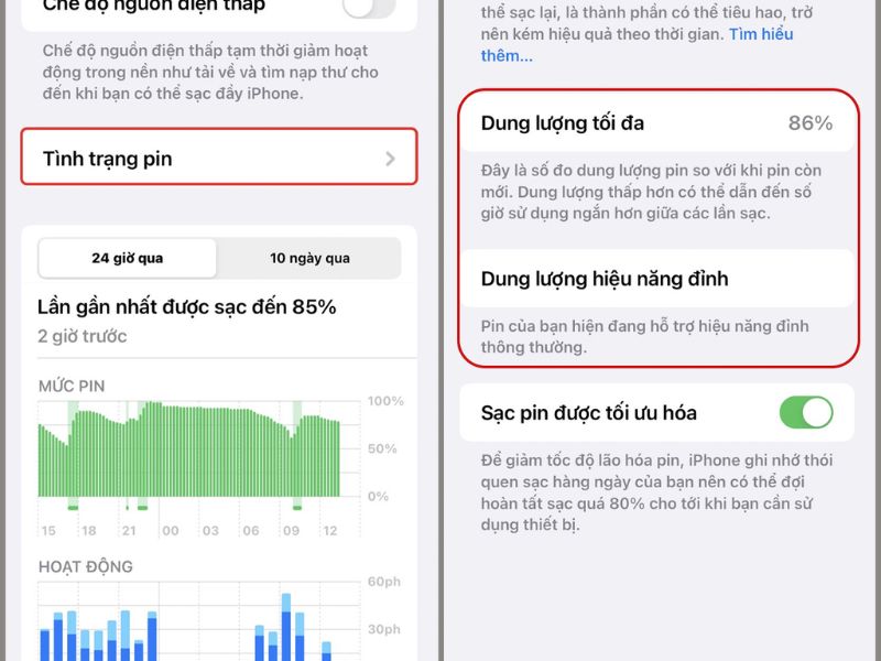 Kiểm tra pin iPhone