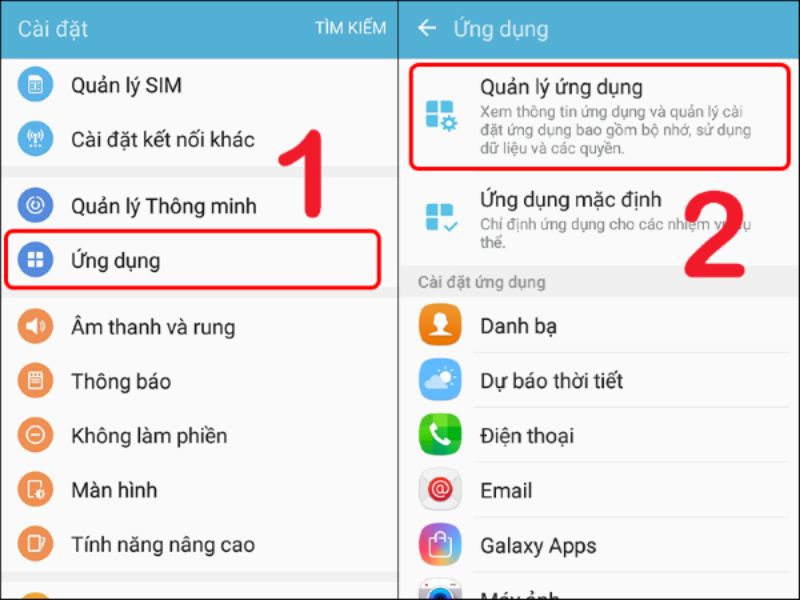 Kiểm tra và bỏ ẩn ứng dụng Danh bạ