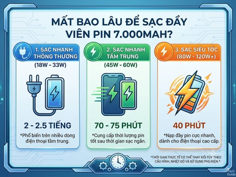 Mất bao lâu để sạc đầy viên pin 7.000mAh?