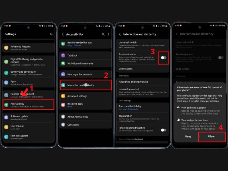 Mở Menu hỗ trợ để tắt nguồn điện thoại Android