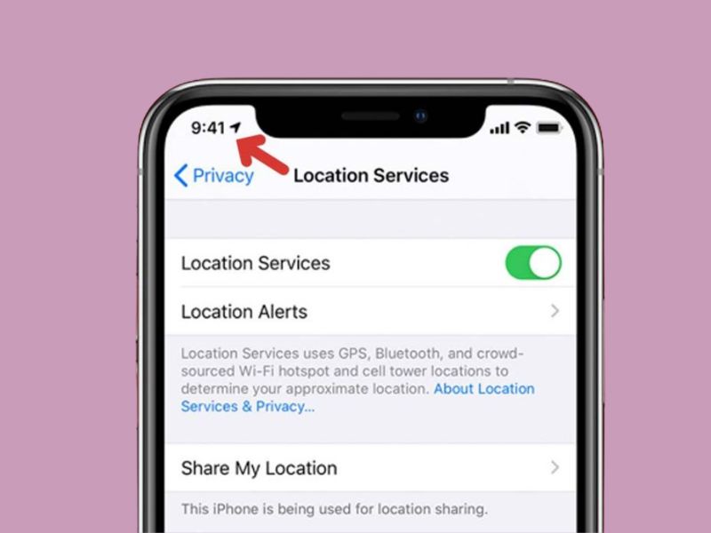 Biểu tượng mũi tên màu xanh trên iPhone là gì