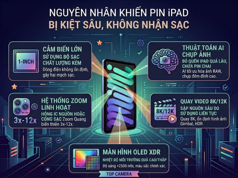 Nguyên nhân khiến Pin iPad bị kiệt sâu, không nhận sạc
