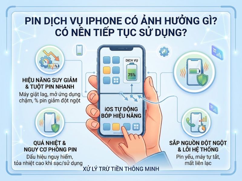Pin dịch vụ iPhone có ảnh hưởng gì? Có nên tiếp tục sử dụng?