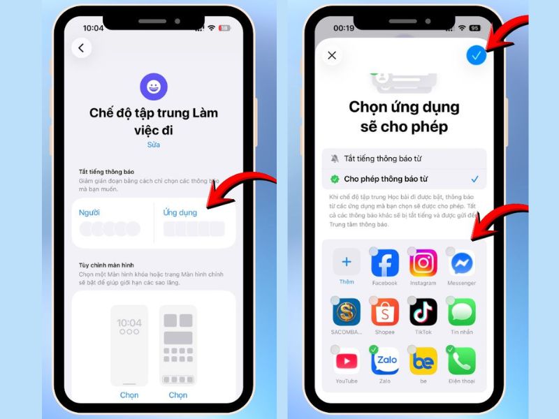 Tùy chọn ứng dụng có thể thông báo khi bật Focus Mode