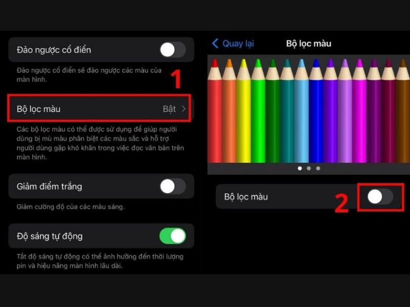 Hướng dẫn tắt bộ lọc màu trong phần cài đặt trên iPhone