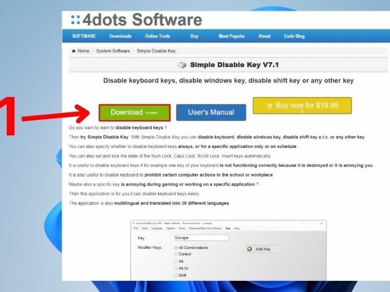 Tắt từng phím bằng Simple Disable Key