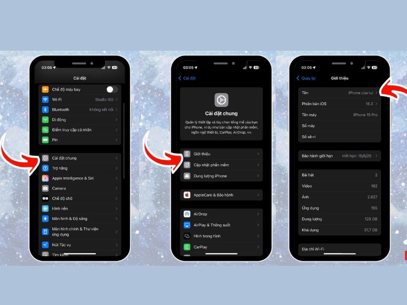 Cách đổi tên điện thoại iPhone