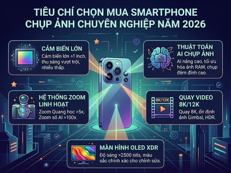 Tiêu chí chọn mua Smartphone chụp ảnh chuyên nghiệp năm 2026