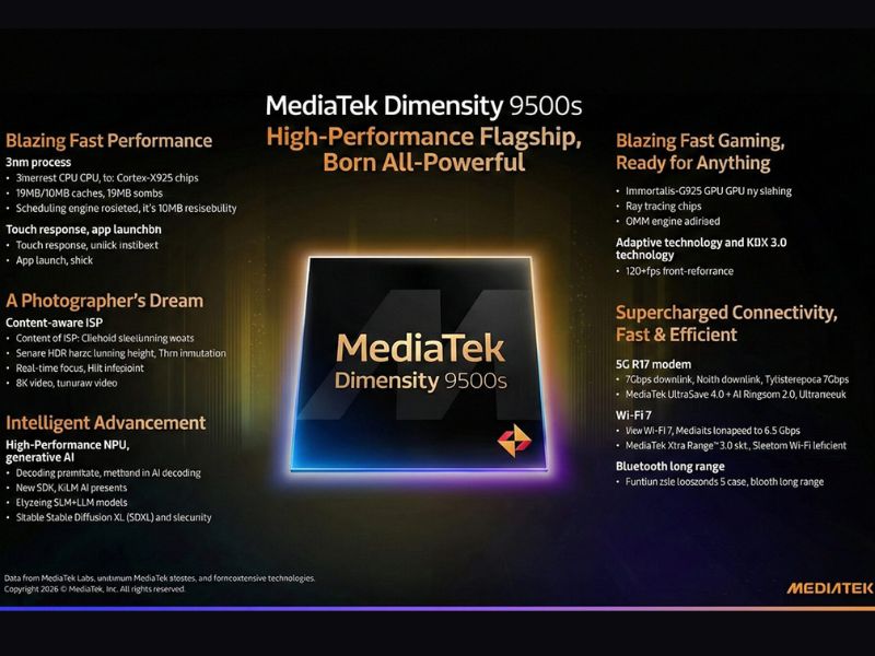 Chip Dimensity 9500s có nhiều tính năng mới