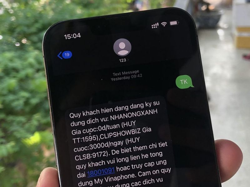 Tra cứu dịch vụ VinaPhone bằng tin nhắn