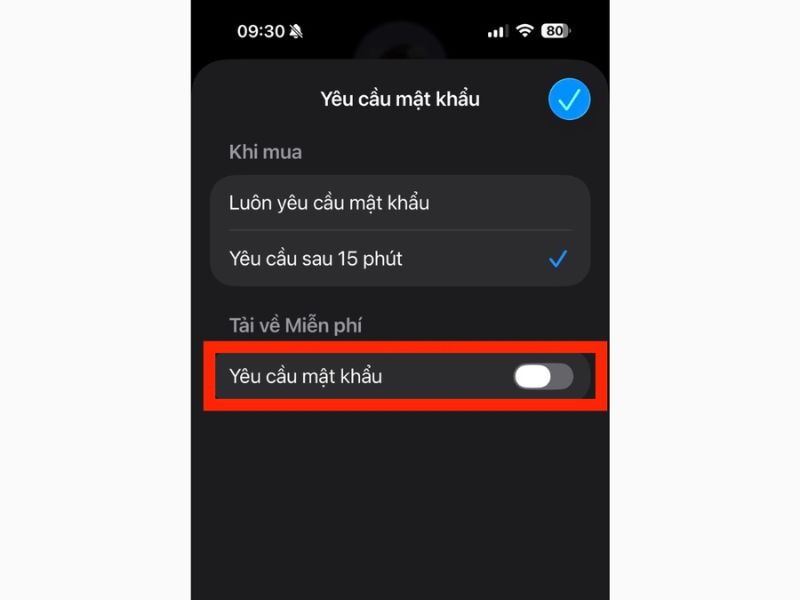Tắt yêu cầu mật khẩu khi tải ứng dụng trên Appstore