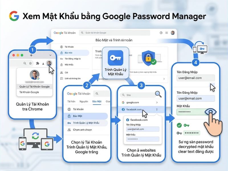 Xem mật khẩu bằng Google Password Manager