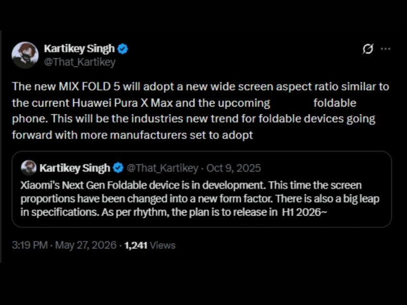 Xiaomi 18 Fold sẽ có thiết kế tương đồng với Huawei Pura X Max