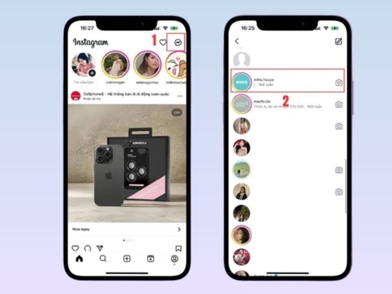 Hướng dẫn xóa tin nhắn Instagram trên điện thoại