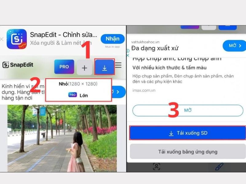 Tải xuống ảnh đã chỉnh sửa trên web