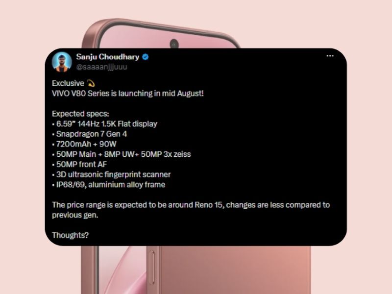 Thông số kỹ thuật Vivo V80 lộ diện