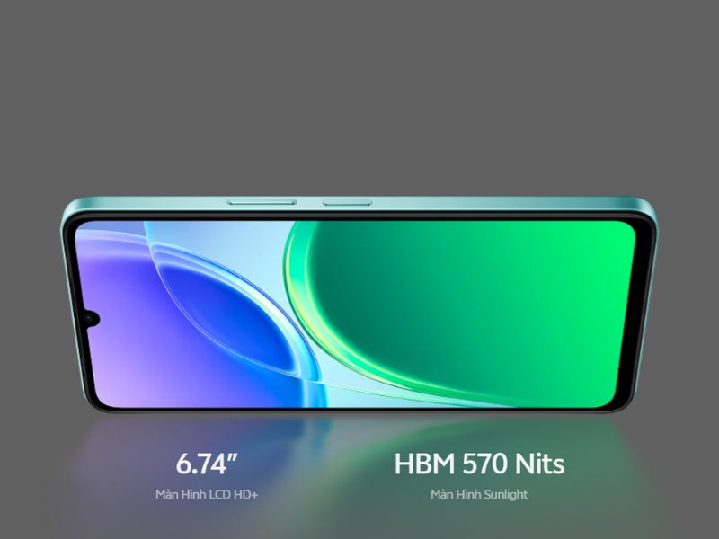 Màn hình Vivo Y05e 6.74 inch cho không gian hiển thị rộng