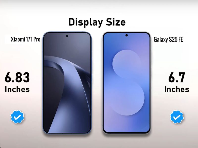 So sánh Xiaomi 17T Pro vs S25 FE về màn hình