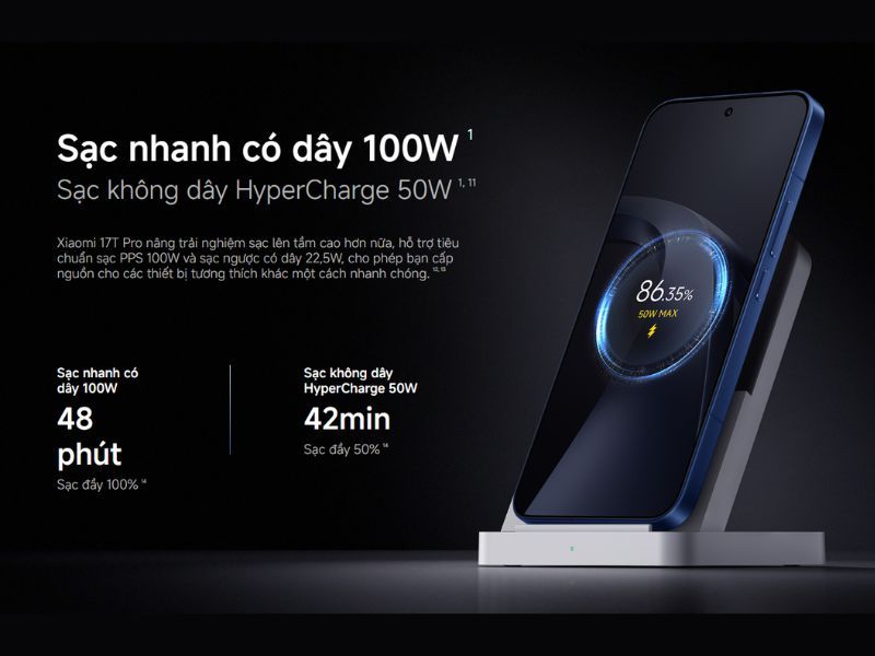 Máy hỗ trợ sạc nhanh có dây 100W, sạc không dây 50W