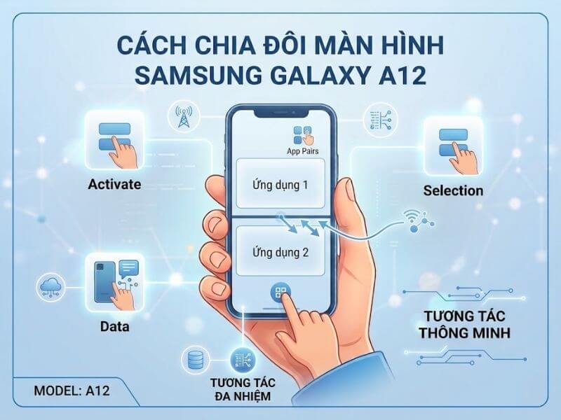 Hướng dẫn cách chia đôi màn hình Samsung Galaxy A12 chi tiết