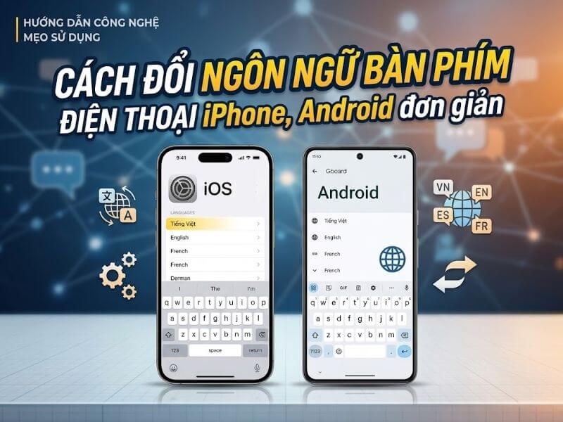 Cách đổi ngôn ngữ bàn phím điện thoại iPhone, Android đơn giản