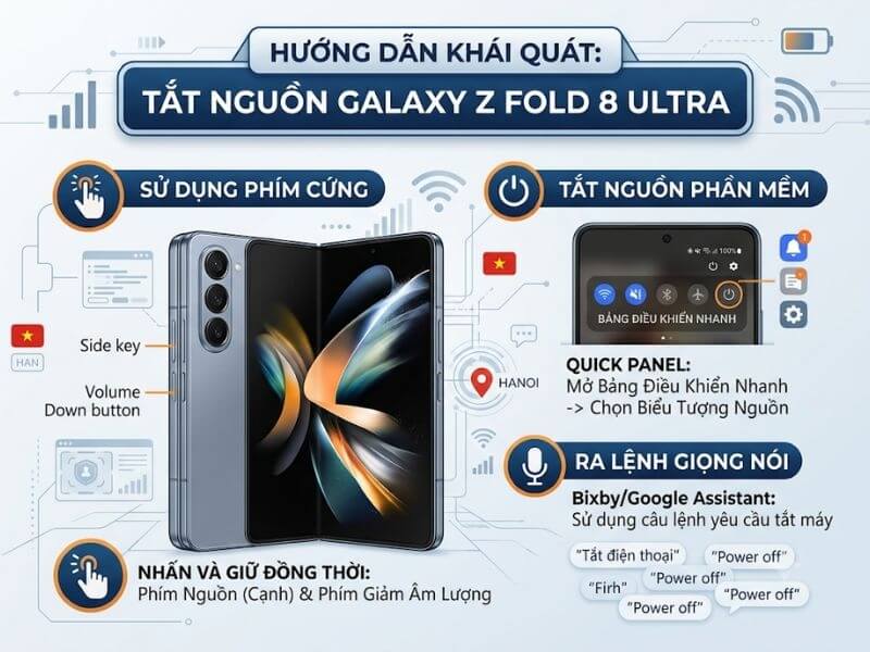 Hướng dẫn cách tắt nguồn Galaxy Z Fold 8 Ultra dễ thực hiện
