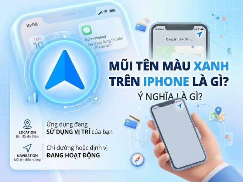 Mũi tên màu xanh trên iPhone là gì? Ý nghĩa là gì?