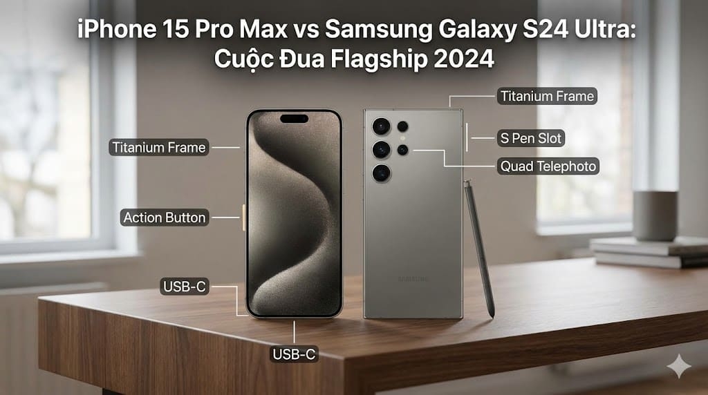 【So sánh】 iPhone 15 Pro Max vs Samsung Galaxy S24 Ultra