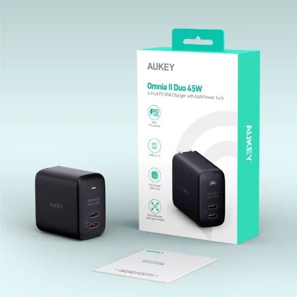 Sạc nhanh Aukey PD 45W PA-B4T 2 cổng-47981
