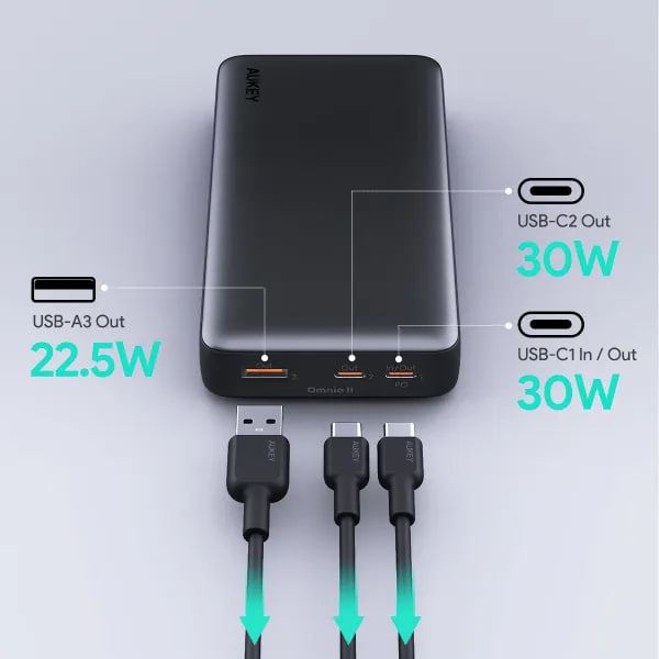Pin dự phòng Aukey Sprint X 20000mAh sạc nhanh 30W & USB-C PD 3.0 PB-Y42-47985