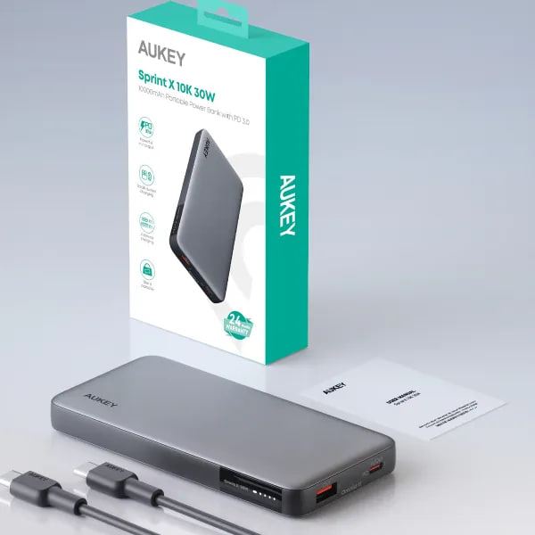Pin dự phòng Aukey Sprint X 10000mAh sạc nhanh 30W & USB-C PD 3.0 PB-Y41-47991