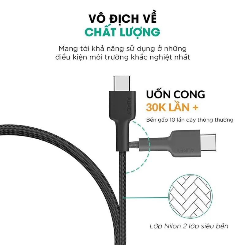 Cáp Aukey C-Lighting 1.2m Dây Dù Đen - CB-CL5-BLK-47998