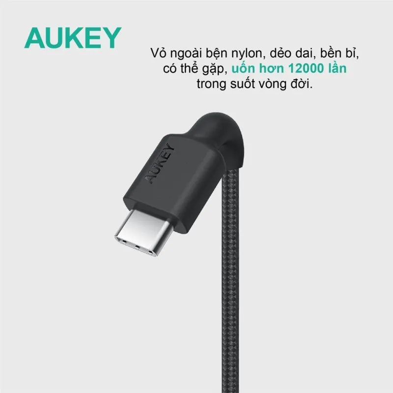 Cáp Aukey C-Lighting 1.2m Dây Dù Đen - CB-CL5-BLK-47999