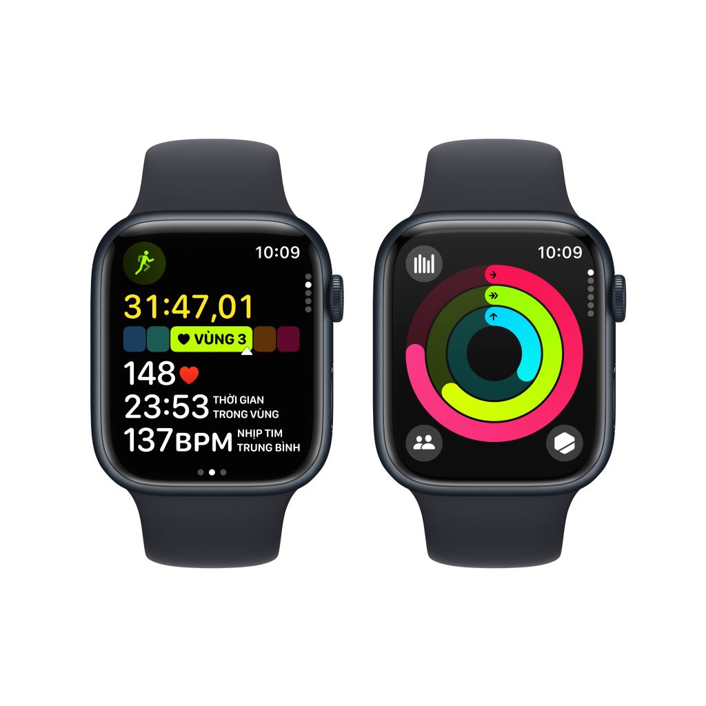 Apple Watch Series 9 GPS 45mm | Viền nhôm dây cao su | Chính Hãng VN/A-51064