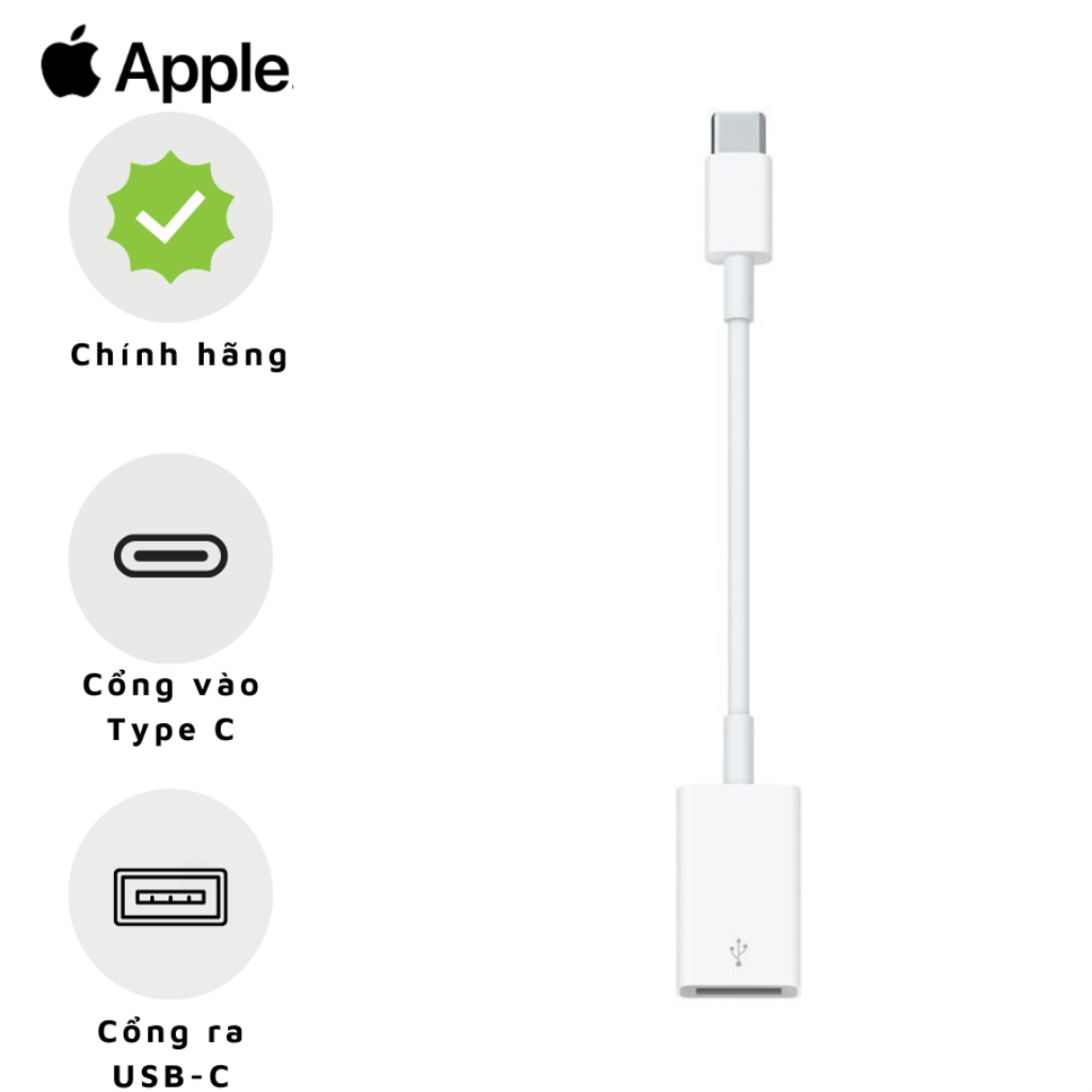 Adapter chuyển đổi Type-C sang USB Apple Chính Hãng VN/A MJ1M2ZP/A