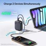 Bộ sạc nhanh Baseus EnerCore CJ11 with Retractable Cable 2C 45W US JP - Màu đen-60236