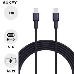 Cáp Aukey CB-NCC1 C-C bọc dù 1M Chính Hãng