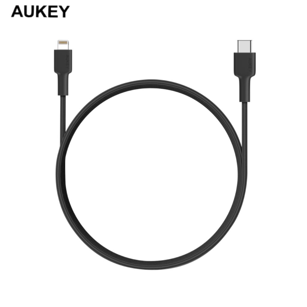 Cáp Aukey C-Lighting 1.2m Dây Dù Đen - CB-CL5-BLK-54857