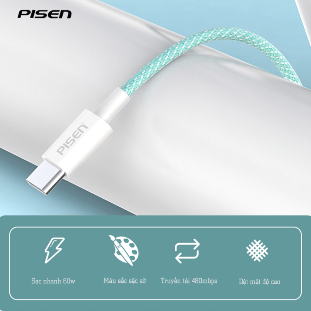 Cáp PISEN Pro Type-C to Type-C Colorful DM-TC02-1000-54525