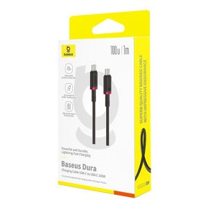 Cáp sạc nhanh Baseus Dura C-C 100W 1m - Màu đỏ đen
