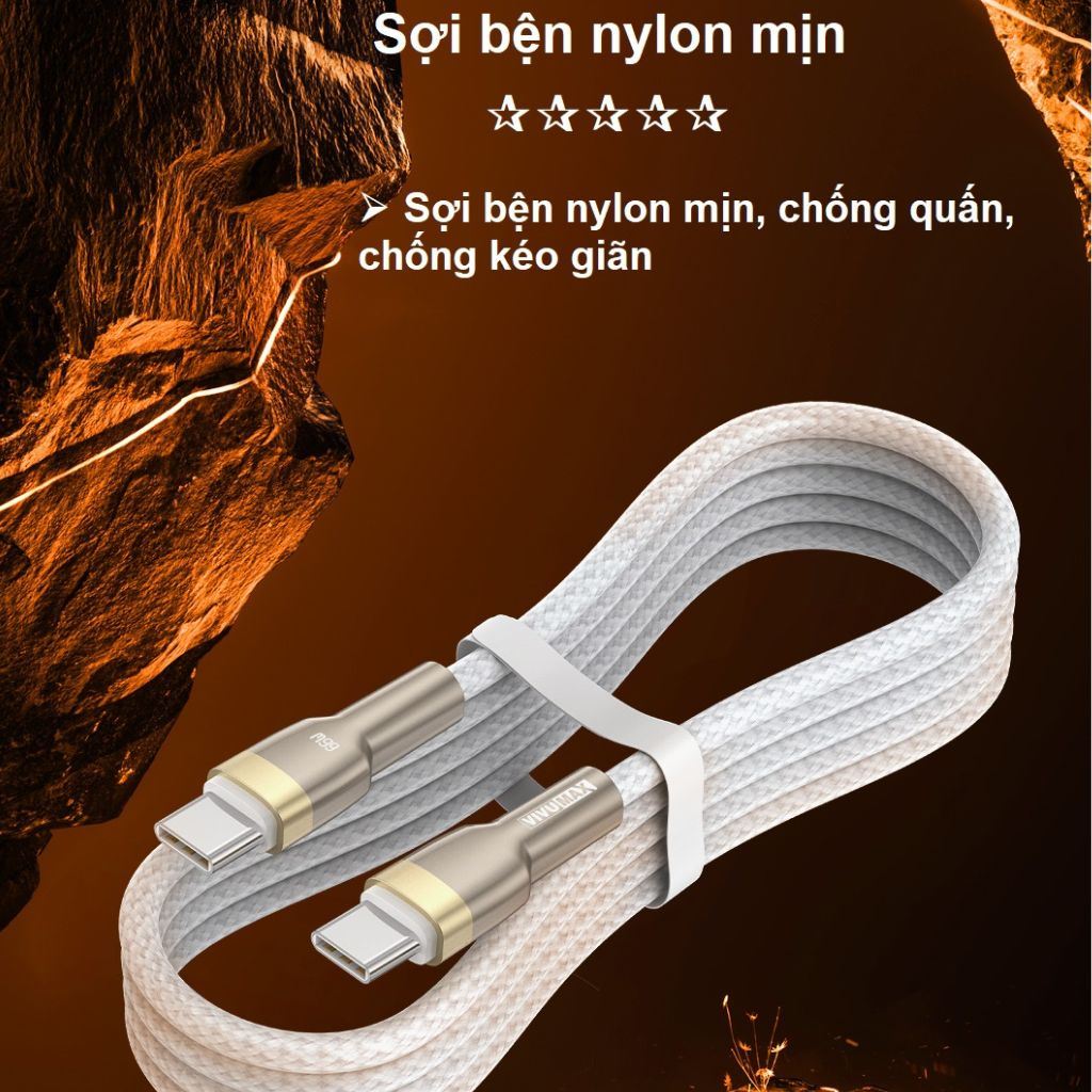 Cáp sạc nhanh Vivumax C19 C to C 66W màu trắng-59298