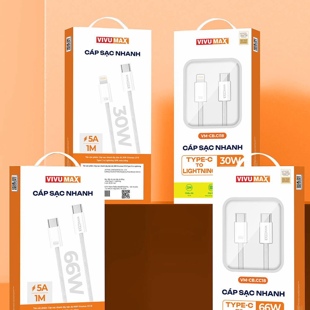 Cáp sạc nhanh Vivumax C to C 66W-58842