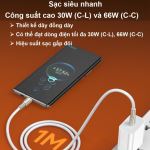 Cáp sạc nhanh Vivumax C19 C to C 66W màu trắng-59292